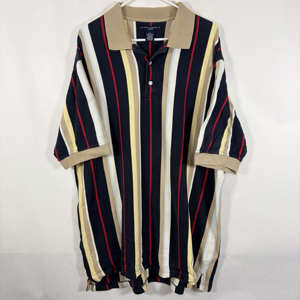 Ivy Crew Classics Rugby Polo Shirt Mens Size XXL 2XL Colorful Striped Vintage